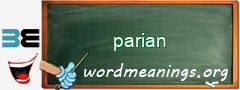 WordMeaning blackboard for parian